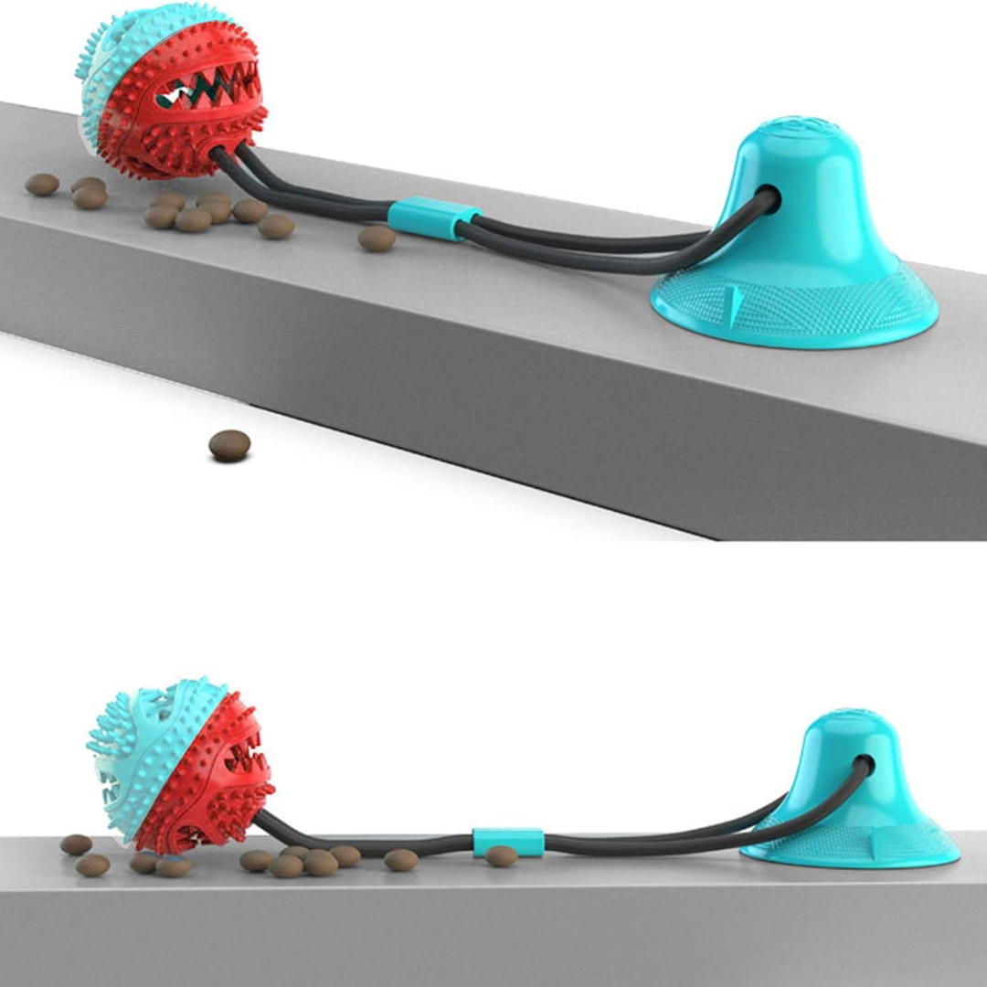 Brinquedo Bola para Mordidas com Base de Sucção para Cães